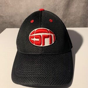 ESPN Top Of The World One Fit Black Baseball Cap Hat Y2K